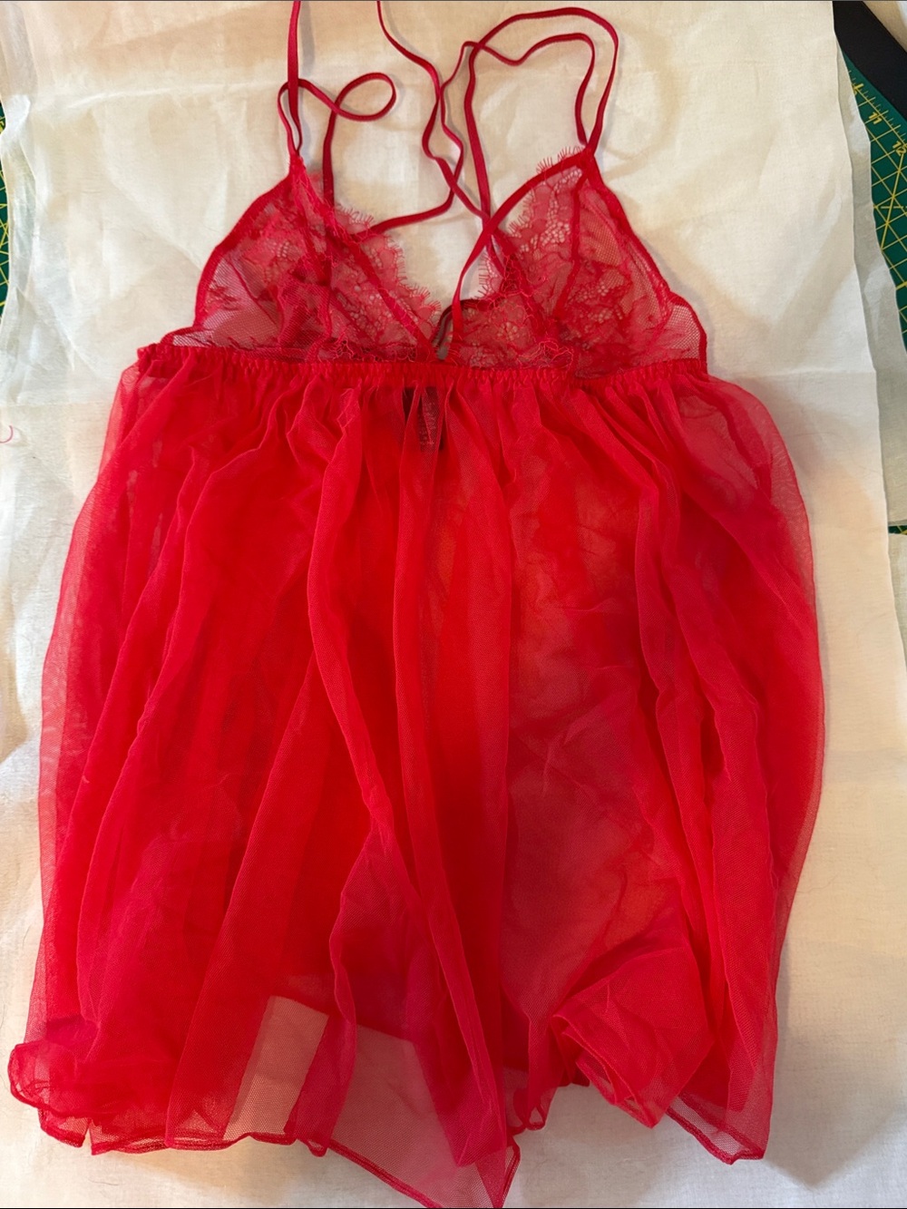 Victoria's Secret Red Sheer Lace Babydoll